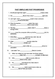 English Worksheet: past progressive