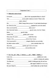 English Worksheet: comparison of adjectives and usage