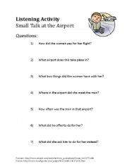 English worksheet: Travel-related small talk - listening activity