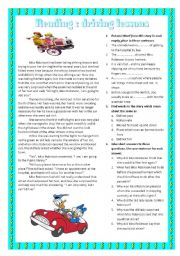 English Worksheet: reading: driving lessons