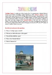 English Worksheet: Postcard from London: Trafalgar Square