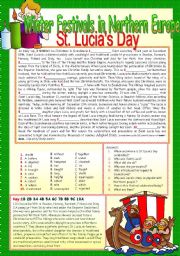 English Worksheet: Winter Traditions in Northern Europe: St. Lucias Day.