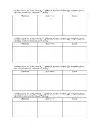 English worksheet: Christmas, Easter, Halloween