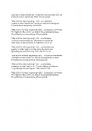 English Worksheet: a song