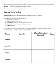 English Worksheet: Themes of 