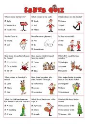 English Worksheet: Christmas - Santa Quiz