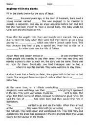 English Worksheet: The story of Jesus