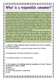 English Worksheet: What is a responsible consumer?