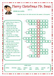 English Worksheet: Merry Christmas Mr. Bean - - - 3 pages - - -