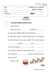 English Worksheet: Listening Test_Semester Exam (3/4 Skills)