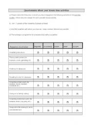 English Worksheet: Leisure time activities