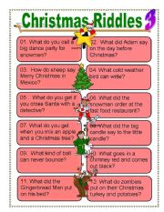 English Worksheet: Christmas riddles for Everyone