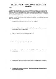 English worksheet: Television Violence Response