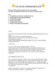 English Worksheet: Old TV Commercial Scripts