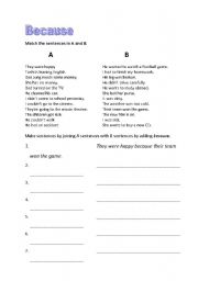 English Worksheet: because