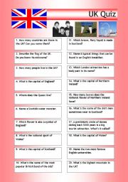 English Worksheet: Quiz - UK Trivia