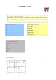 English worksheet: numbers 10 to 99