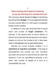 English Worksheet: Basic facts about Advertising