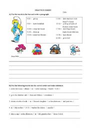 English Worksheet: Simple Present Tense For Daily Routines Practice Sheet