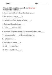 English worksheet: phonics sheet