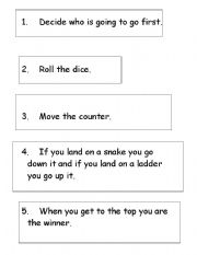 English worksheet: snakes and ladders rules