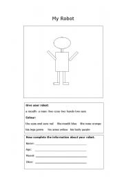 English worksheet: My robot ( body vocabulary)