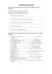 English Worksheet: Present Perfect Simple