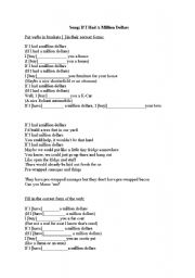 English Worksheet: If I had a million dollars (song)