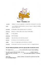 English Worksheet: Weekly Vocab Builder