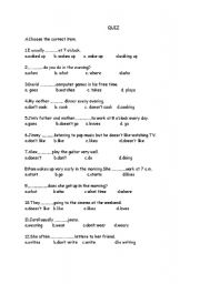 English Worksheet: present simple quiz