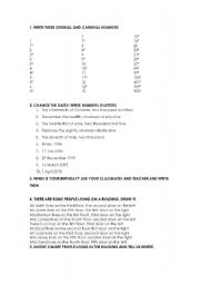 English worksheet: ORDINAL NUMBERS