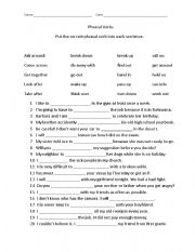 English Worksheet: Phrasal Verb Quiz