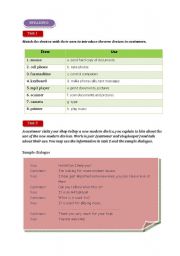 English Worksheet: Speaking about modern devices