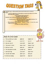 English Worksheet: QUESTION TAGS