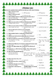 English Worksheet: Christmas quiz