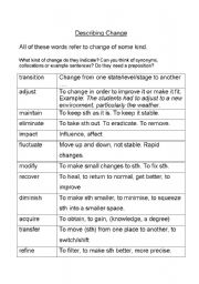 English Worksheet: Describing Change