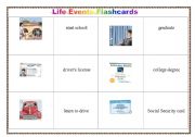 English Worksheet: Life Events Flashcards 