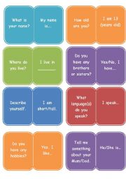 English Worksheet: Question/Answer Card Whats your name?