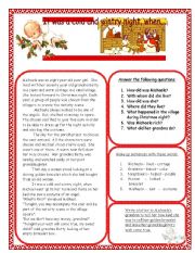 English Worksheet: It was a cold and wintry night, when...