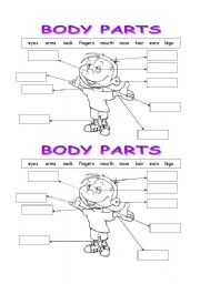 English Worksheet: Body parts