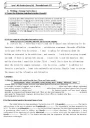 English Worksheet: REMEDIAL WORK  4th  year 