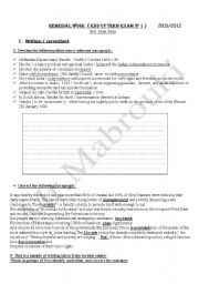 English Worksheet: REMEDIAL ACTIVITIES    3rd year 