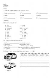 English Worksheet: 7th grade second written exam