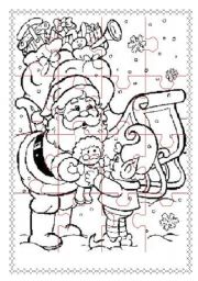 English Worksheet: christmas jigsaw