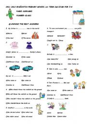 English Worksheet: 7th grade exam