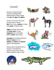 English Worksheet: Animal-poem