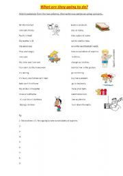 English Worksheet: Future with; be going to