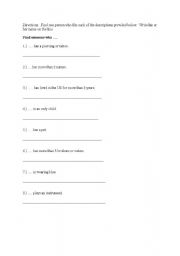 English Worksheet: Find Someone Who