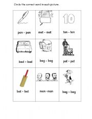 English Worksheet: Short vowels /a/ and /e/