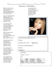 English worksheet: A Woman in Love - Lyrics Exercise